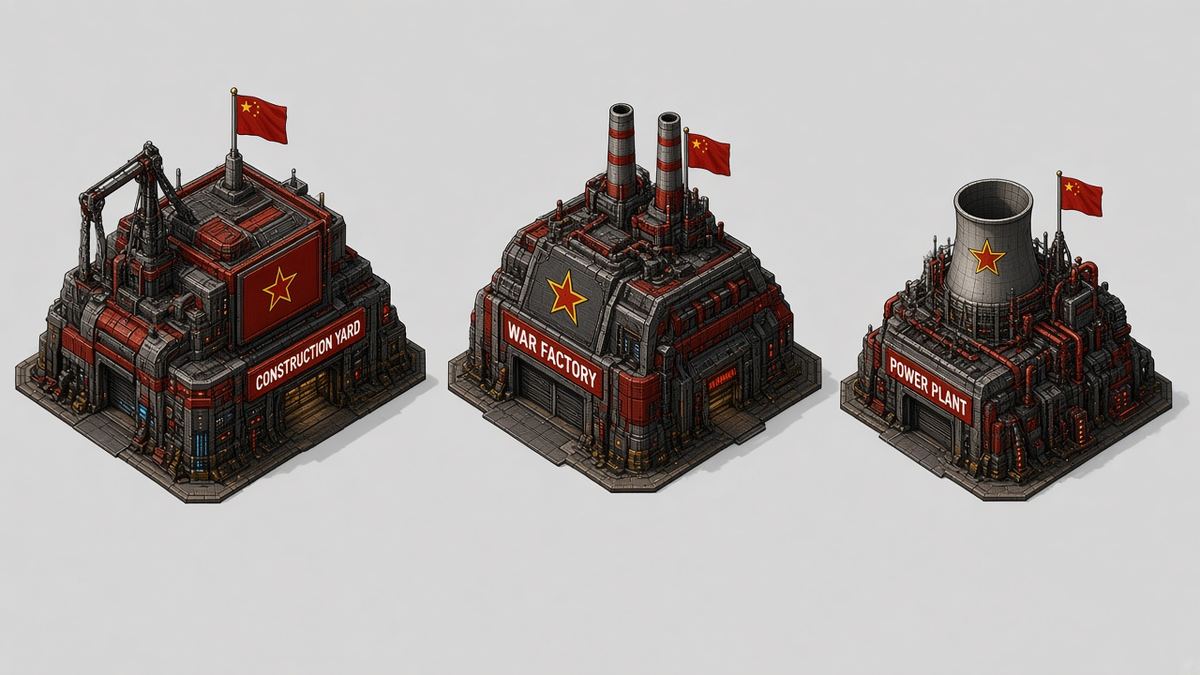 Concept art: three China faction buildings