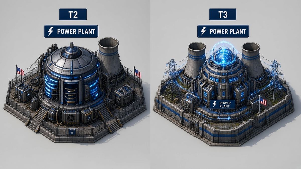 Concept art: two tiers of USA power plant